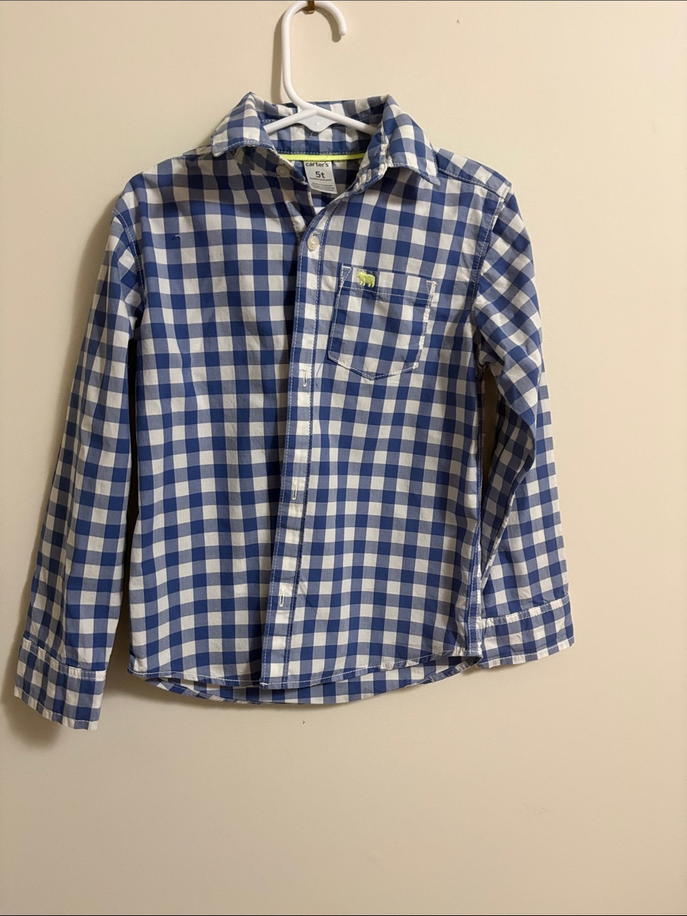 Carter's Blue and White Gingham Button-Down Shirt
